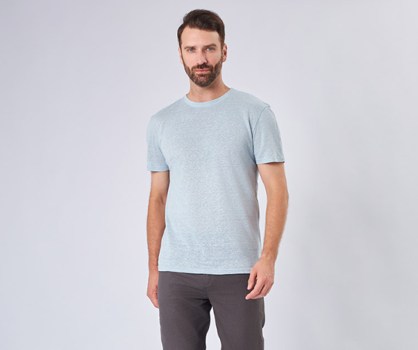Льняная мужская футболка голубая из 100% органического льна Uzor Wear